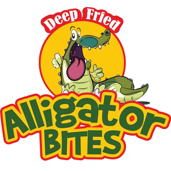 Safety Sign, 9 in Height, Vinyl, 6 in Length, Alligator Bites, D-DC-24-Alligator Bites